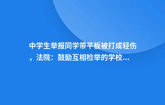 中学生举报同学带平板被打成轻伤，法院：鼓励互相检举的学校应担责三成