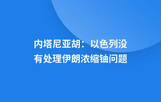内塔尼亚胡：以色列没有处理伊朗浓缩铀问题