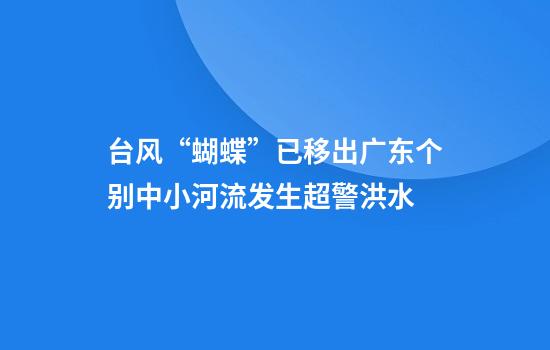 台风“蝴蝶”已移出广东个别中小河流发生超警洪水