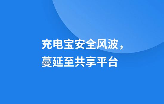 充电宝安全风波，蔓延至共享平台