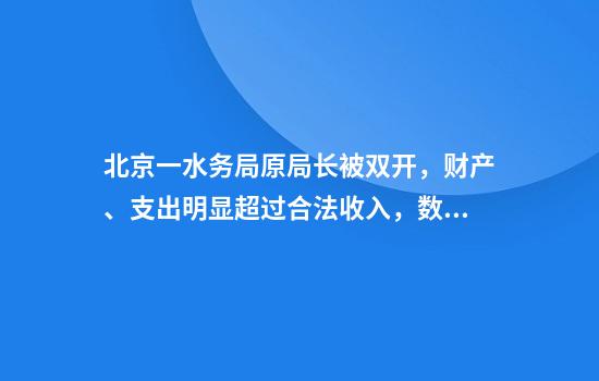 北京一水务局原局长被双开，财产、支出明显超过合法收入，数额巨大且不能说明来源