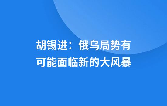 胡锡进：俄乌局势有可能面临新的大风暴