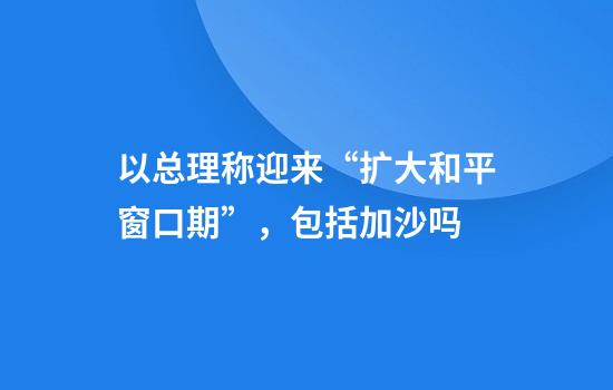 以总理称迎来“扩大和平窗口期”，包括加沙吗