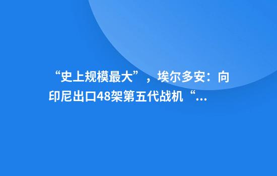 “史上规模最大”，埃尔多安：向印尼出口48架第五代战机“可汗”
