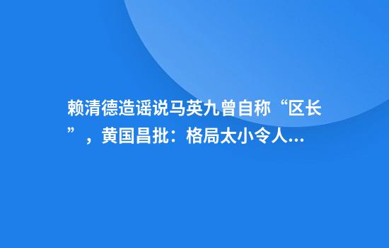 赖清德造谣说马英九曾自称“区长”，黄国昌批：格局太小令人失望