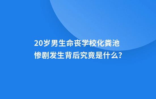 20岁男生命丧学校化粪池......惨剧发生背后究竟是什么？