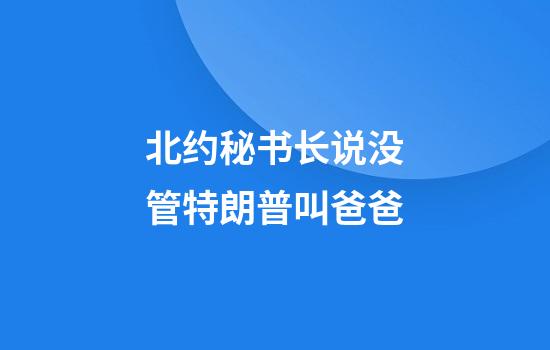 北约秘书长说没管特朗普叫爸爸
