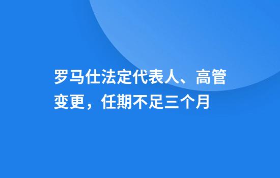 罗马仕法定代表人、高管变更，任期不足三个月