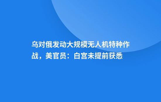 乌对俄发动大规模无人机特种作战，美官员：白宫未提前获悉