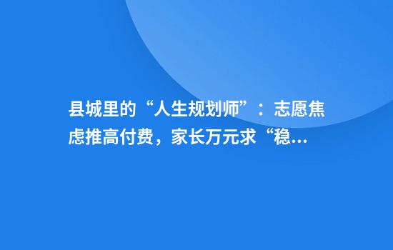 县城里的“人生规划师”：志愿焦虑推高付费，家长万元求“稳”，从业者质量参差不齐