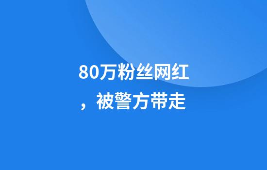 80万粉丝网红，被警方带走