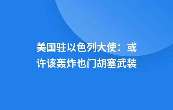 美国驻以色列大使：或许该轰炸也门胡塞武装