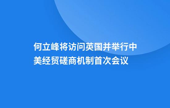 何立峰将访问英国并举行中美经贸磋商机制首次会议