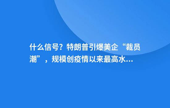 什么信号？特朗普引爆美企“裁员潮”，规模创疫情以来最高水平