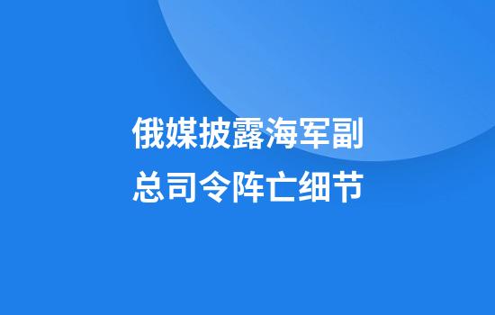俄媒披露海军副总司令阵亡细节