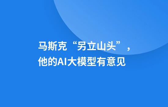 马斯克“另立山头”，他的AI大模型有意见