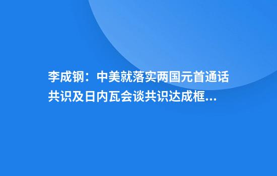 李成钢：中美就落实两国元首通话共识及日内瓦会谈共识达成框架