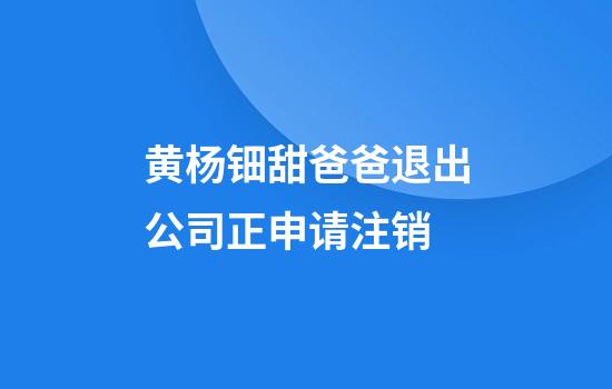 黄杨钿甜爸爸退出公司正申请注销