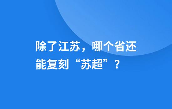 除了江苏，哪个省还能复刻“苏超”？