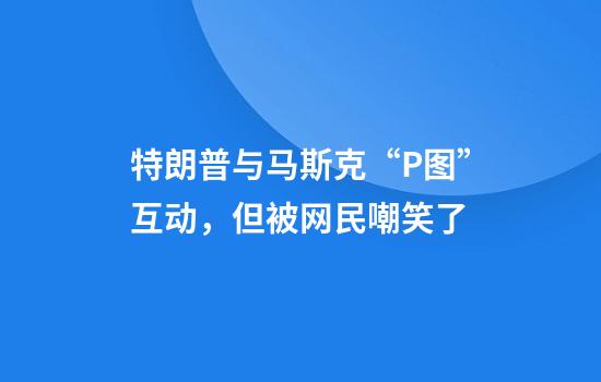 特朗普与马斯克“P图”互动，但被网民嘲笑了
