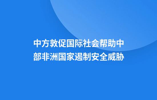 中方敦促国际社会帮助中部非洲国家遏制安全威胁