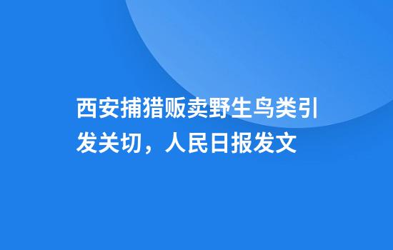 西安捕猎贩卖野生鸟类引发关切，人民日报发文
