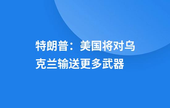 特朗普：美国将对乌克兰输送更多武器