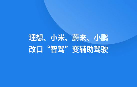 理想、小米、蔚来、小鹏改口“智驾”变辅助驾驶