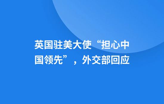 英国驻美大使“担心中国领先”,外交部回应