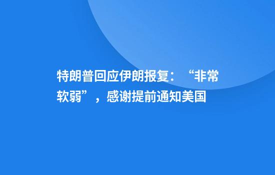 特朗普回应伊朗报复：“非常软弱”，感谢提前通知美国