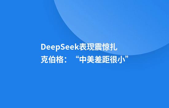 DeepSeek表现震惊扎克伯格:“中美差距很小”