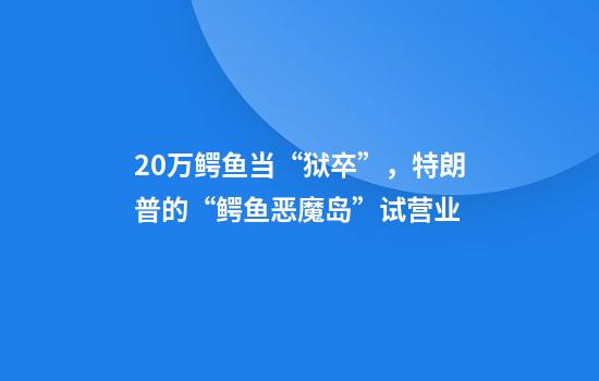 20万鳄鱼当“狱卒”，特朗普的“鳄鱼恶魔岛”试营业