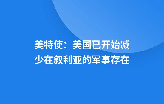 美特使：美国已开始减少在叙利亚的军事存在