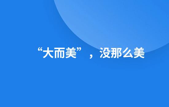 “大而美”，没那么美