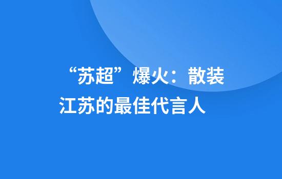 “苏超”爆火：散装江苏的最佳代言人
