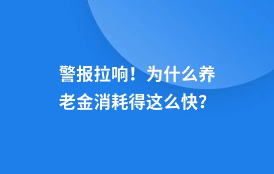 警报拉响！为什么养老金消耗得这么快？