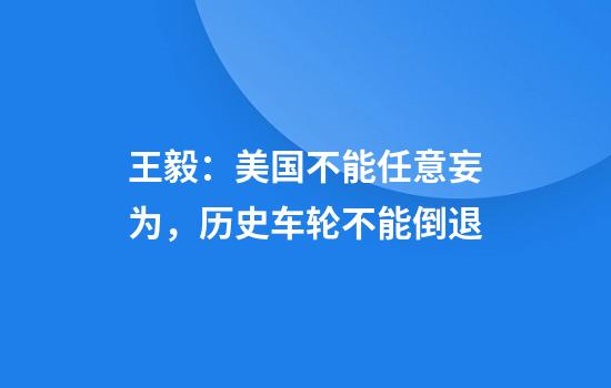 王毅:美国不能任意妄为,历史车轮不能倒退