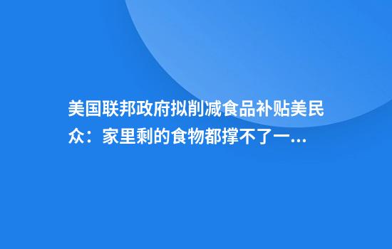美国联邦政府拟削减食品补贴美民众：家里剩的食物都撑不了一个月