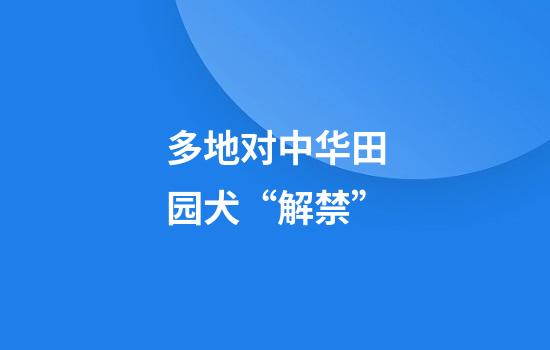 多地对中华田园犬“解禁”
