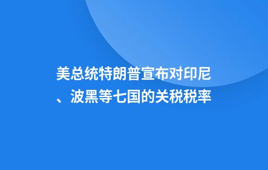 美总统特朗普宣布对印尼、波黑等七国的关税税率