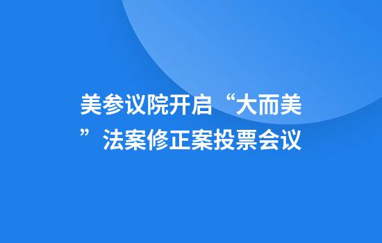 美参议院开启“大而美”法案修正案投票会议