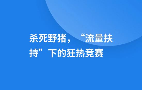杀死野猪，“流量扶持”下的狂热竞赛