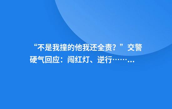 “不是我撞的他我还全责？”交警硬气回应：闯红灯、逆行……违法者全责