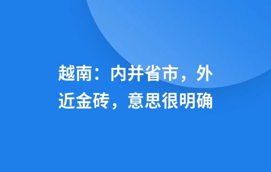 越南：内并省市，外近金砖，意思很明确