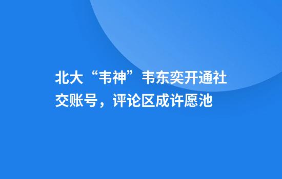 北大“韦神”韦东奕开通社交账号，评论区成许愿池