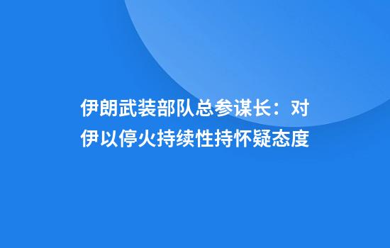 伊朗武装部队总参谋长：对伊以停火持续性持怀疑态度