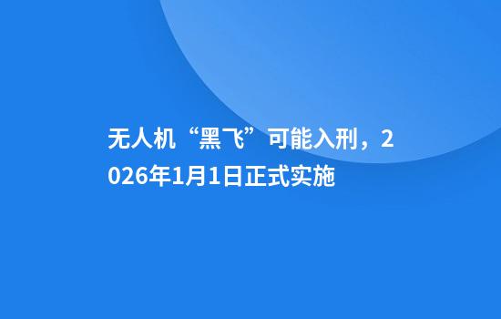 无人机“黑飞”可能入刑，2026年1月1日正式实施