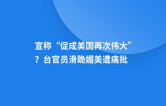 宣称“促成美国再次伟大”？台官员滑跪媚美遭痛批