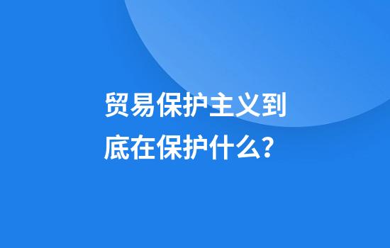 贸易保护主义到底在保护什么？
