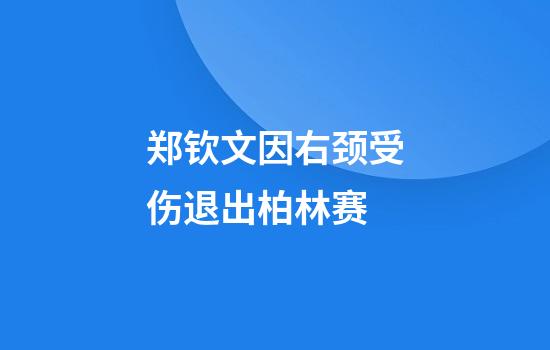 郑钦文因右颈受伤退出柏林赛